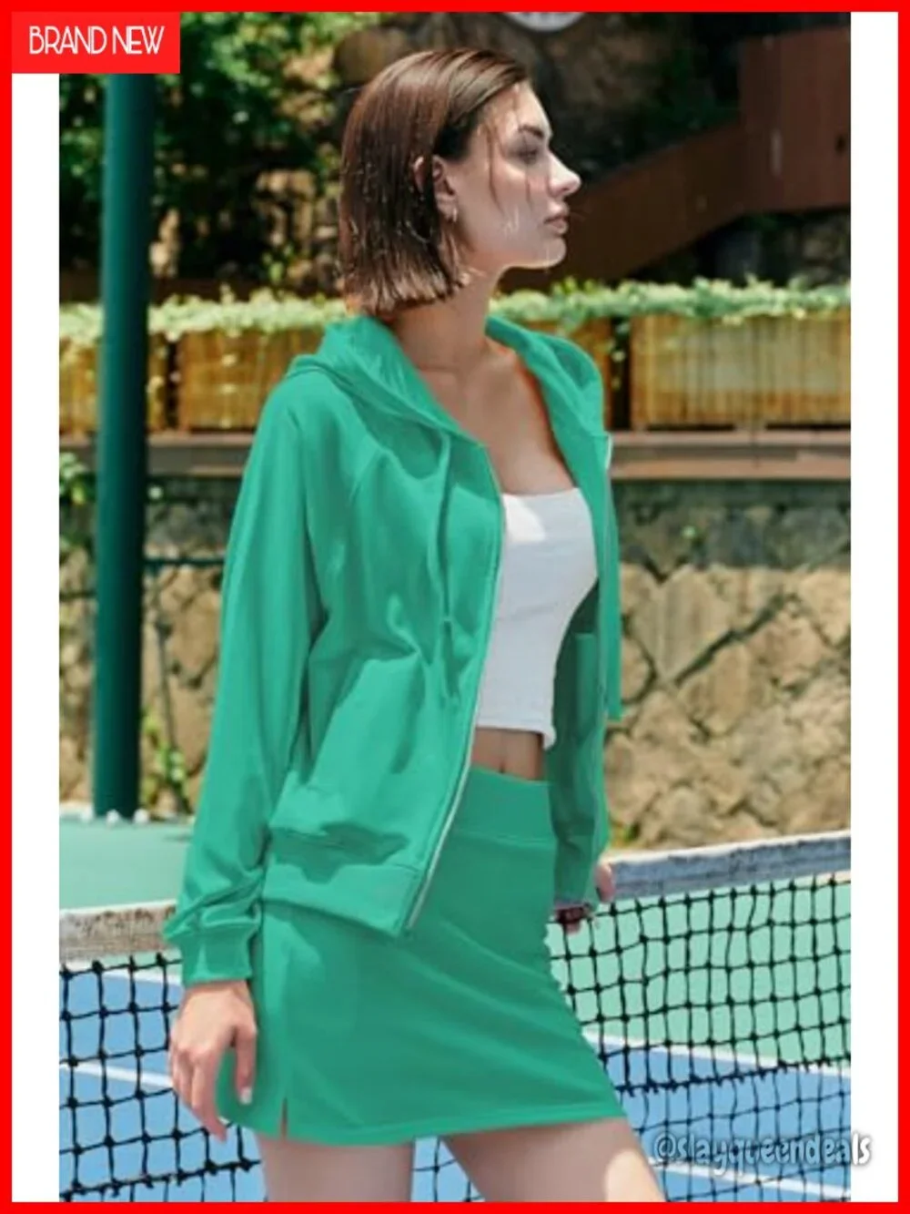 2 Piece Workout Set Zip Up Hoodie and Skirt Gym Outfits Lounge Matching Sets